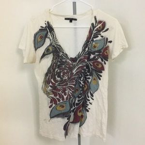 Bright patterned white v neck